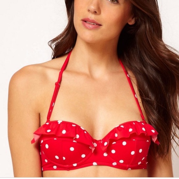 red polka dot bikini top
